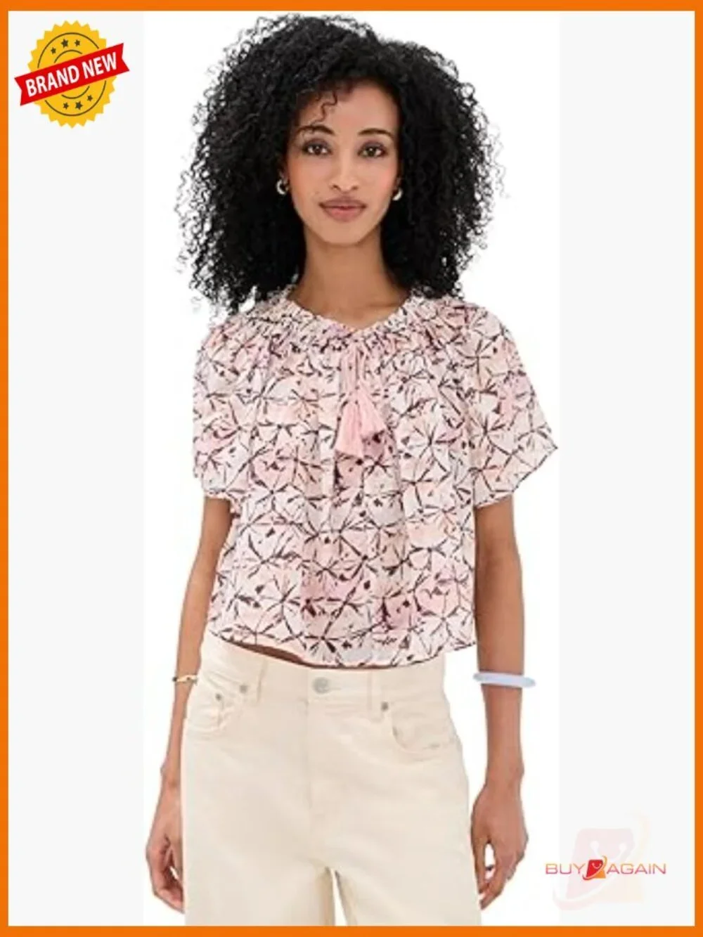 Lightweight Cotton Viscose Coverup Top with Beaded Tie Detail